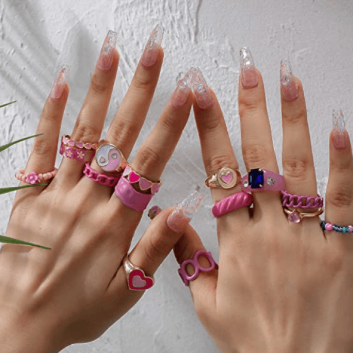 30 Pieces Chunky Rings Stackable Open Resin Acrylic Rings for Women 30 Pieces Chunky Rings Stackable Open Resin Acrylic Rings for Women