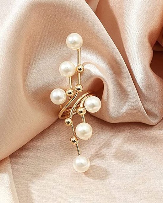 5 Pack Vintage Pearl Finger Rings Statement Imitation Pearls