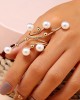 5 Pack Vintage Pearl Finger Rings Statement Imitation Pearls