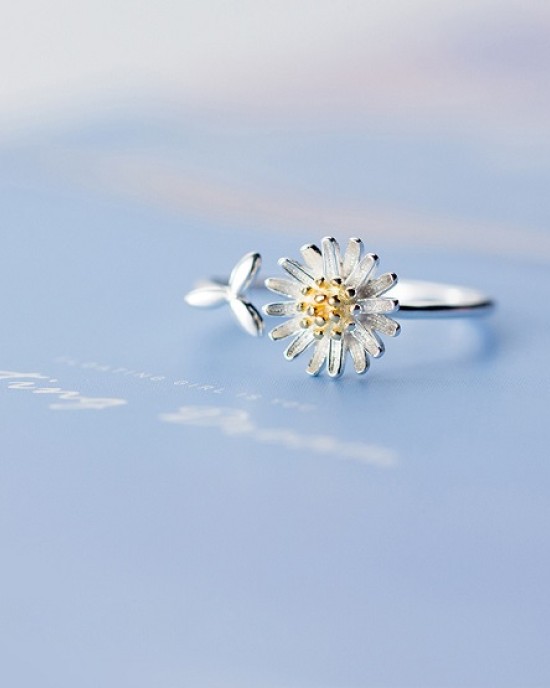 S925 Sterling Silver Ring Fashion Open Daisy Flower Rings 10 pcs