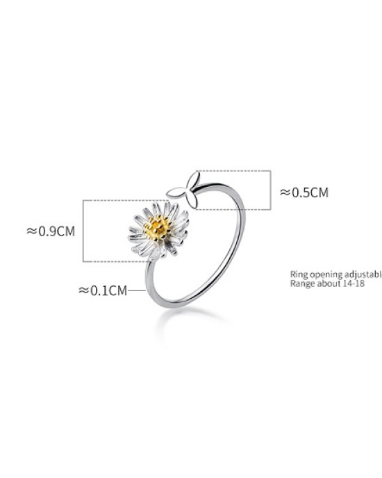 S925 Sterling Silver Ring Fashion Open Daisy Flower Rings 10 pcs