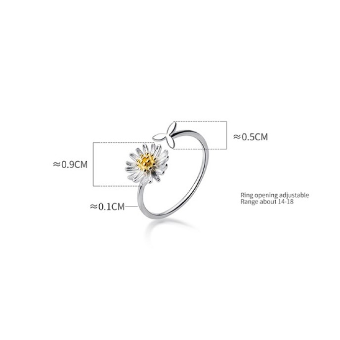 S925 Sterling Silver Ring Fashion Open Daisy Flower Rings 10 pcs S925 Sterling Silver Ring Fashion Open Daisy Flower Rings 10 pcs
