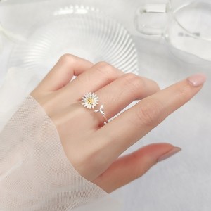 S925 Sterling Silver Ring Fashion Open Daisy Flower Rings 10 pcs