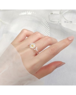 S925 Sterling Silver Ring Fashion Open Daisy Flower Rings 10 pcs