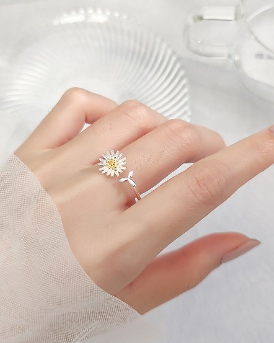 S925 Sterling Silver Ring Fashion Open Daisy Flower Rings 10 pcs