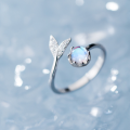 925 Sterling Silver Crystal Moonstone Mermaid Rings 6 pcs 925 Sterling Silver Crystal Moonstone Mermaid Rings 6 pcs