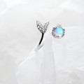 925 Sterling Silver Crystal Moonstone Mermaid Rings 6 pcs 925 Sterling Silver Crystal Moonstone Mermaid Rings 6 pcs
