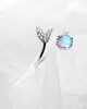 925 Sterling Silver Crystal Moonstone Mermaid Rings 6 pcs