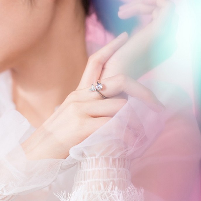 925 Sterling Silver Crystal Moonstone Mermaid Rings 6 pcs 925 Sterling Silver Crystal Moonstone Mermaid Rings 6 pcs