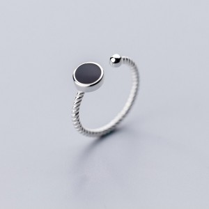 6 pcs Fashion Personality Black Rings Index Finger 925 Sterling Silver Ring