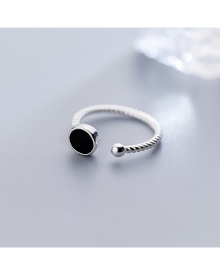 6 pcs Fashion Personality Black Rings Index Finger 925 Sterling Silver Ring