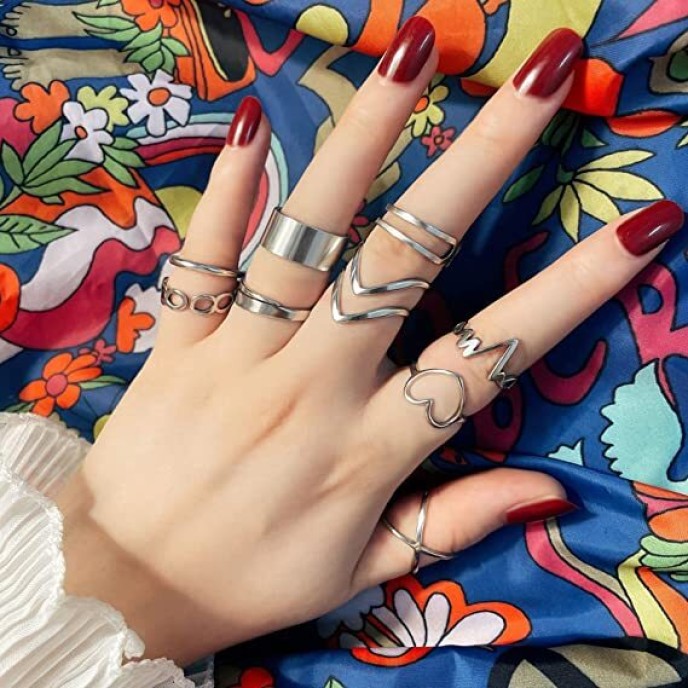 9 Pack Stainless Steel Rings Set for Women Teen Girls 9 Pack Stainless Steel Rings Set for Women Teen Girls