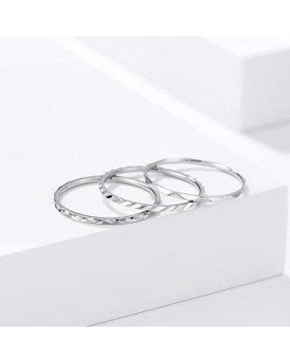 1mm 9pcs Women Men Stainless Steel Rings