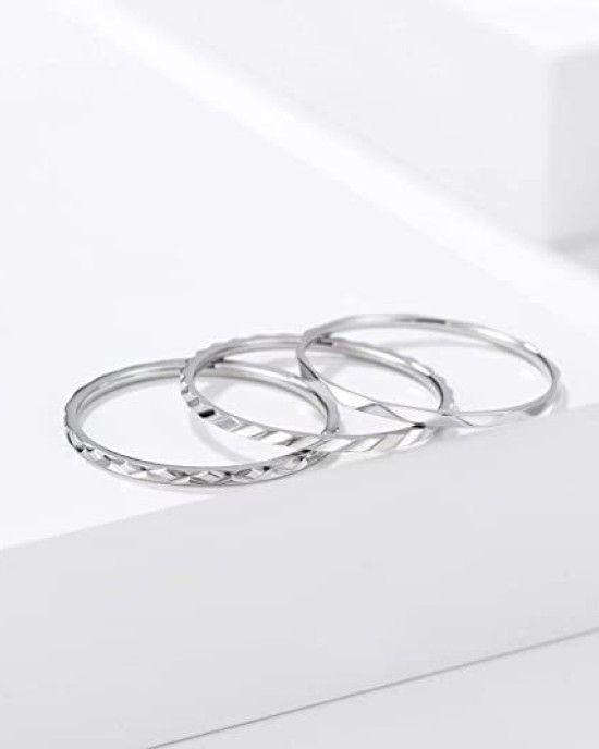 1mm 9pcs Women Men Stainless Steel Rings