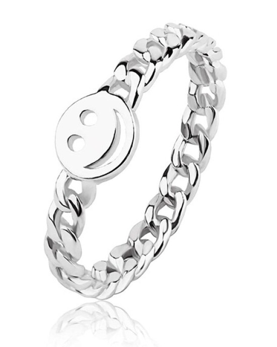 6Pcs Happy Face Stackable Ring with Cute Chain Link Band