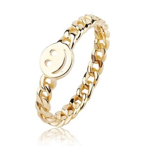 6Pcs Happy Face Stackable Ring with Cute Chain Link Band