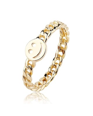 6Pcs Happy Face Stackable Ring with Cute Chain Link Band