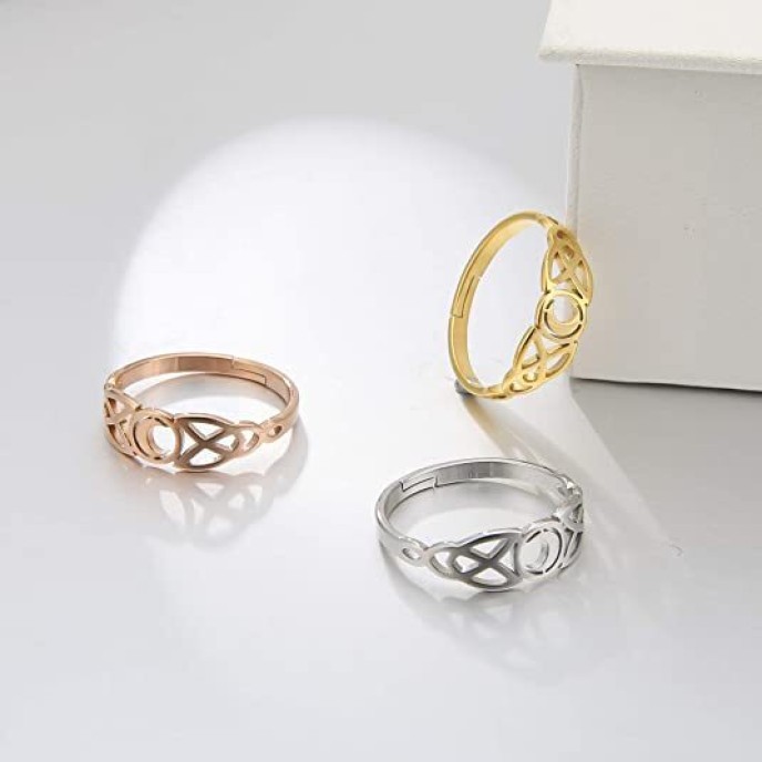 10Pcs Moon Adjustable Women Ring Stainless Steel Silver Gold Rose Gold Jewelry 10Pcs Moon Adjustable Women Ring Stainless Steel Silver Gold Rose Gold Jewelry