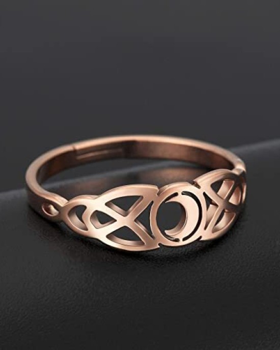 10Pcs Moon Adjustable Women Ring Stainless Steel Silver Gold Rose Gold Jewelry