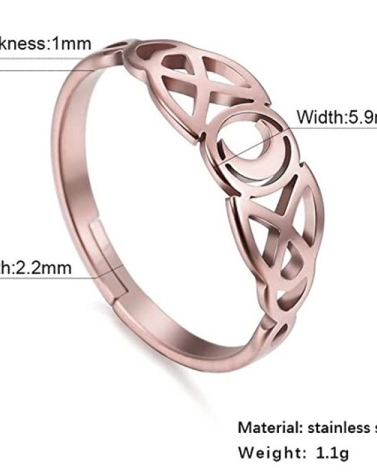 10Pcs Moon Adjustable Women Ring Stainless Steel Silver Gold Rose Gold Jewelry